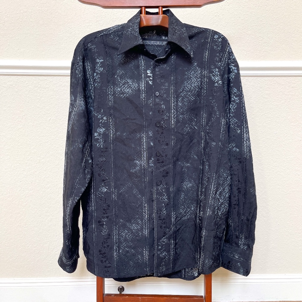 Yashi Yamamuri | Floral Dress Shirt in Black Sz.Lg